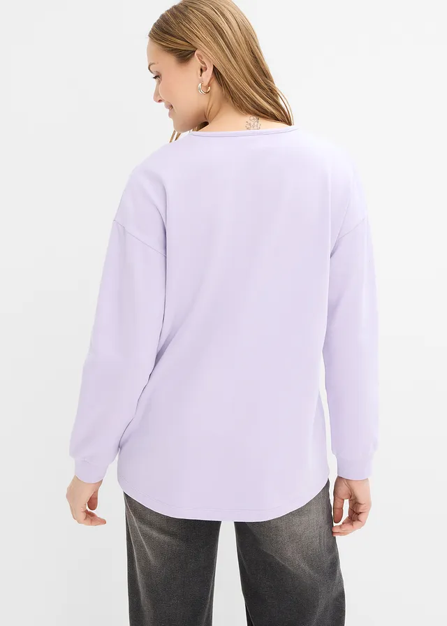Sweat en coton mélangé, coupe courte devant longue derrière • mauve clair • product-page.page-title-suffix