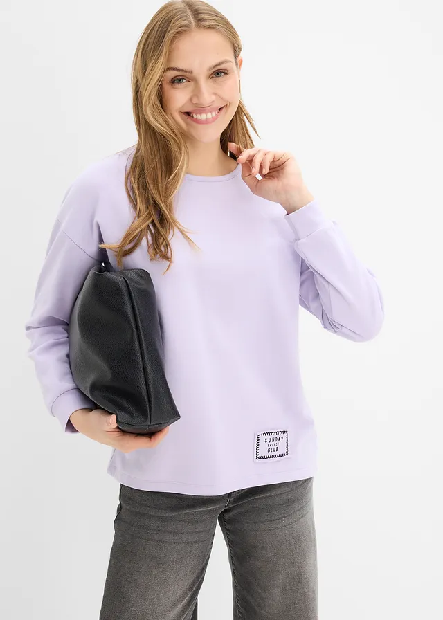 Sweat en coton mélangé, coupe courte devant longue derrière • mauve clair • product-page.page-title-suffix