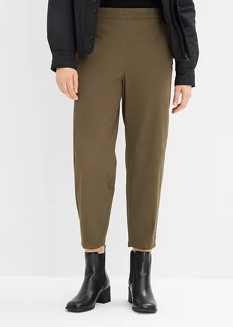 Slip-on broek van katoenmix, Kleur: donkerolijfgroen