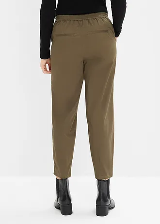 Slip-on broek van katoenmix, Kleur: donkerolijfgroen