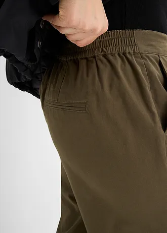 Pantalon à enfiler en coton élastiqué • olive foncé • Boutique bonprix
