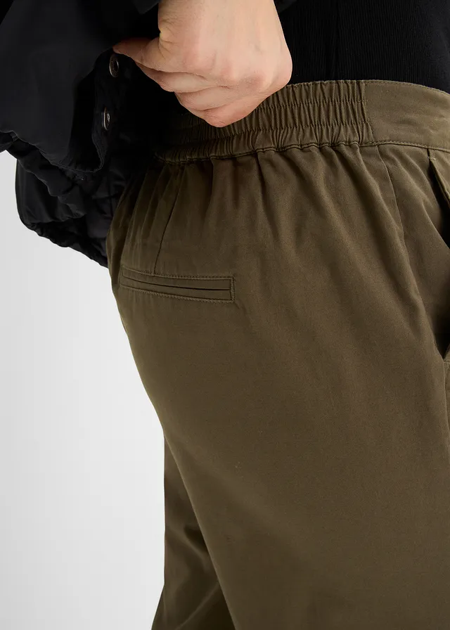 Pantalon à enfiler en coton élastiqué • olive foncé • product-page.page-title-suffix