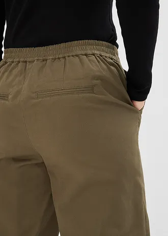 Slip-on broek van katoenmix • donkerolijfgroen • bonprix online shop