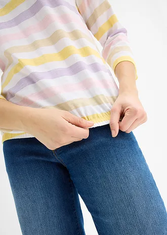 Bio bavlnené tričko, 3/4 rukáv, slub materiál • púdrovo orgovánová-jemná orgovánová-mätovo zelená-prírodná-biela pásikovaná • obchod bonprix