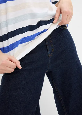 Póló bio-pamutból és 3/4-es ujjakkal • púderkék-csíkos • bonprix áruház