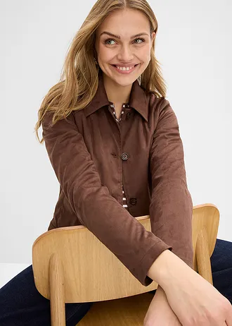 Kurtka ze sztucznej skóry welurowej • brązowy • sklep bonprix