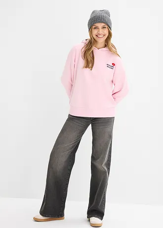 Bluza oversize • jasnoróżowy kryształowy z nadrukiem • sklep bonprix