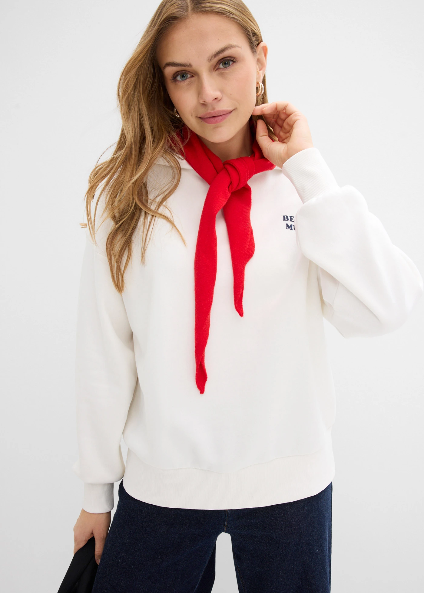 Sweat-shirt oversize • écru imprimé • Boutique bonprix