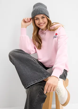 Oversize mikina • krištáľovo ružová potlačená • obchod bonprix