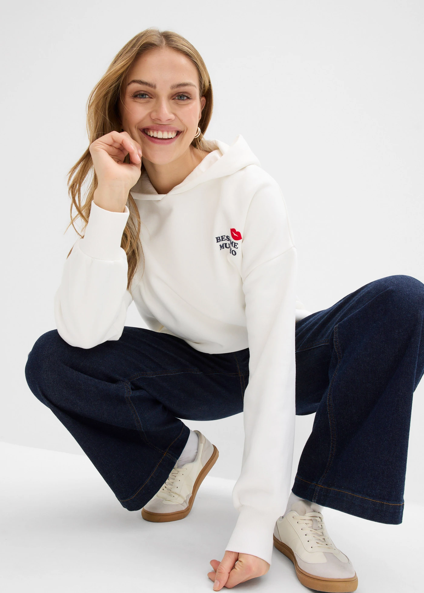 Sweat-shirt oversize • écru imprimé • Boutique bonprix