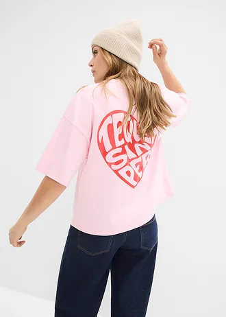 T-shirt boxy en coton épais • rose cristal-fraise imprimé • Boutique bonprix
