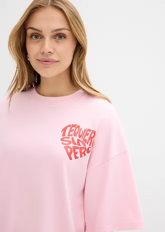 T-shirt boxy en coton épais • rose cristal-fraise imprimé • Boutique bonprix
