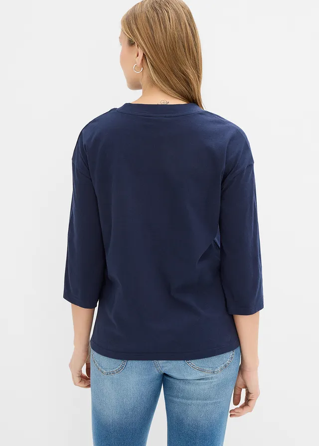 T-shirt boxy 100% coton • bleu foncé/écru • product-page.page-title-suffix