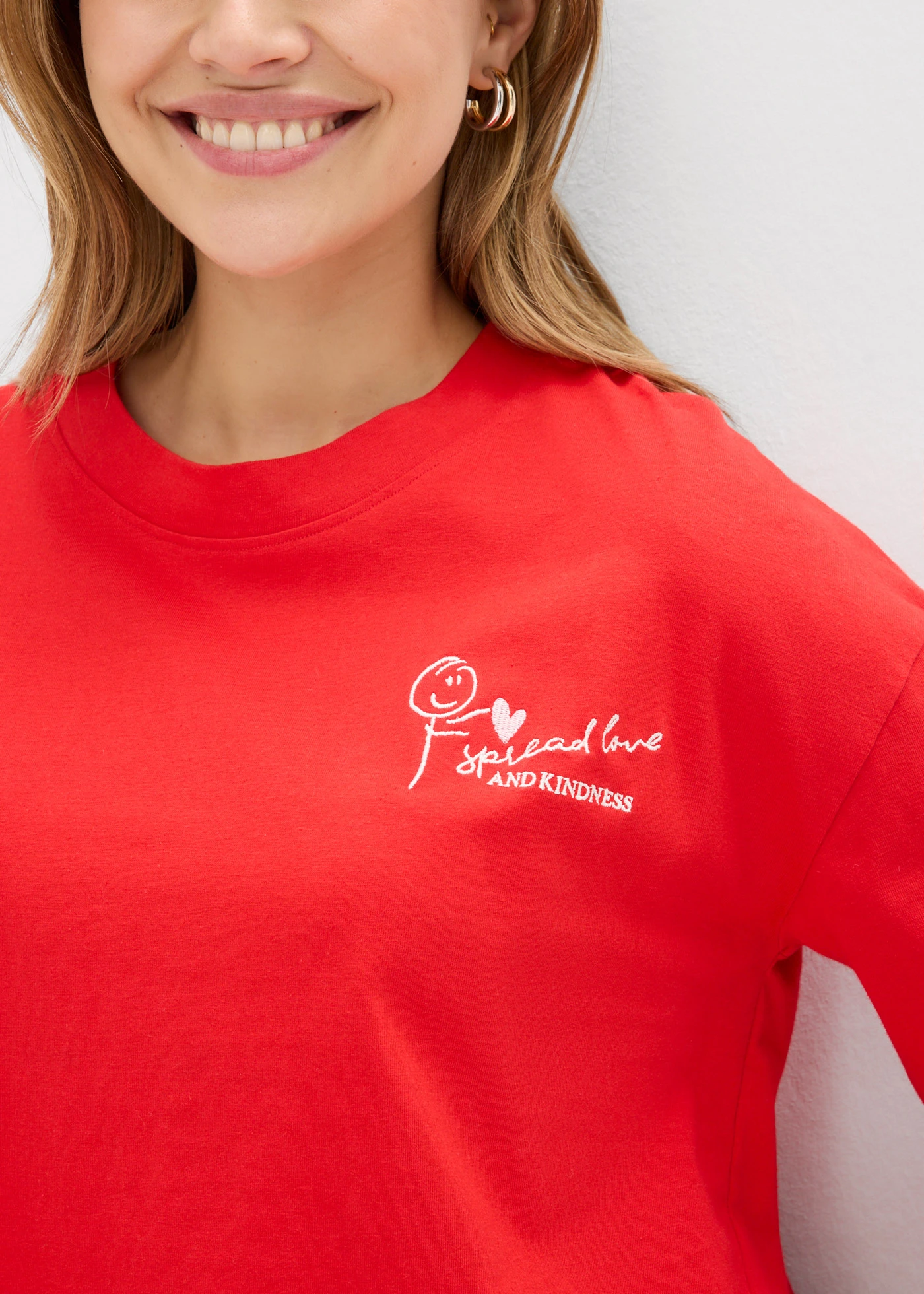 T-shirt boxy 100% coton • fraise-écru • Boutique bonprix