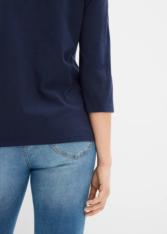 T-shirt boxy 100% coton • bleu foncé/écru • product-page.page-title-suffix