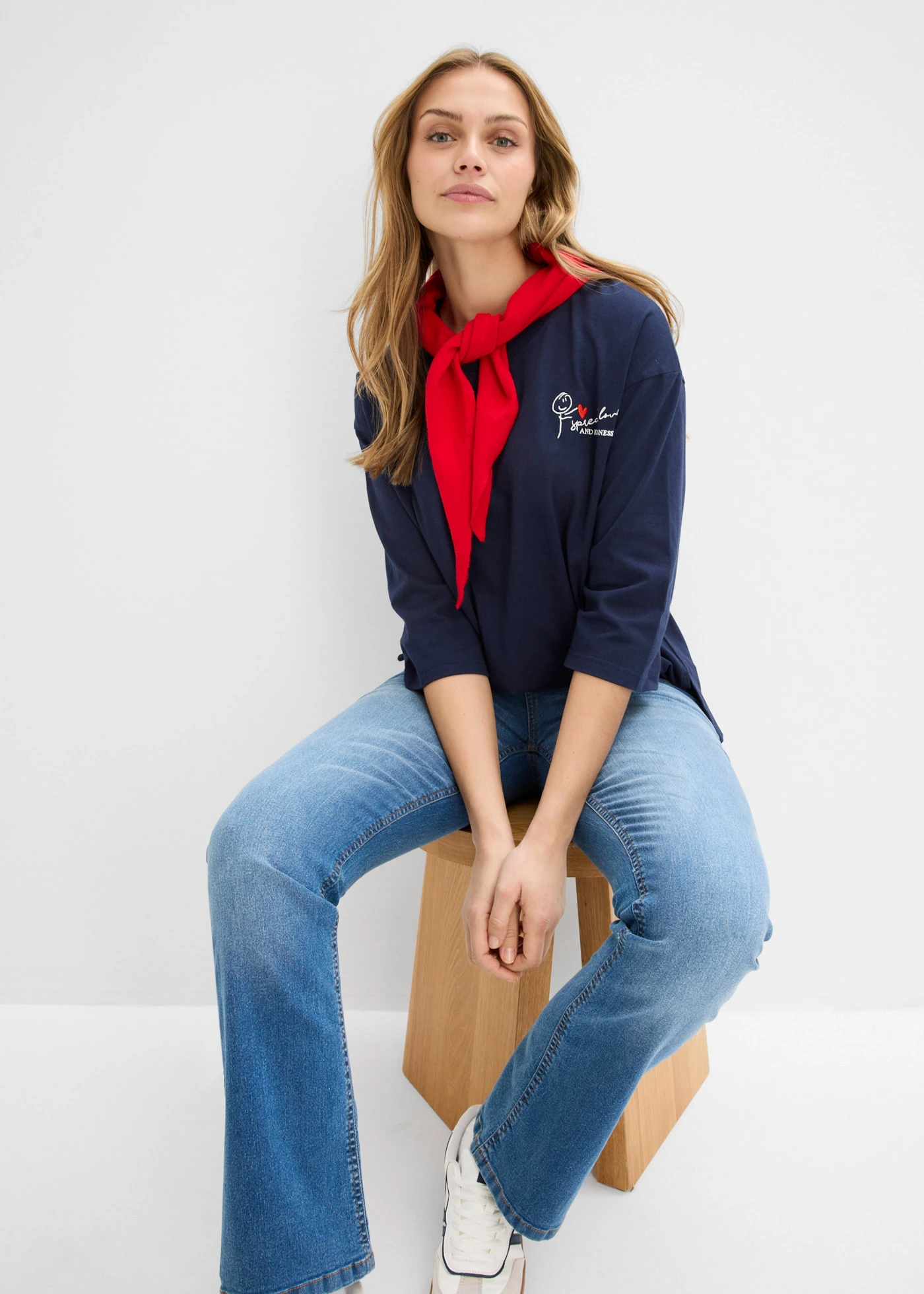 Boxy shirt van puur katoen • donkerblauw-wolwit • bonprix online shop