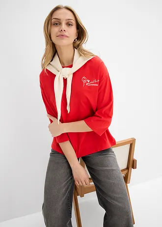 T-shirt boxy 100% coton • fraise-écru • Boutique bonprix