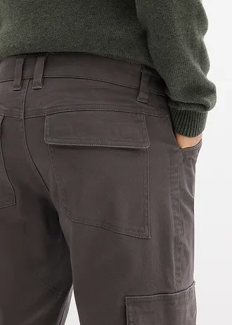 Pantaloni cargo în stil Relaxed Fit, conici, 100% din bumbac • gri închis • magazin bonprix