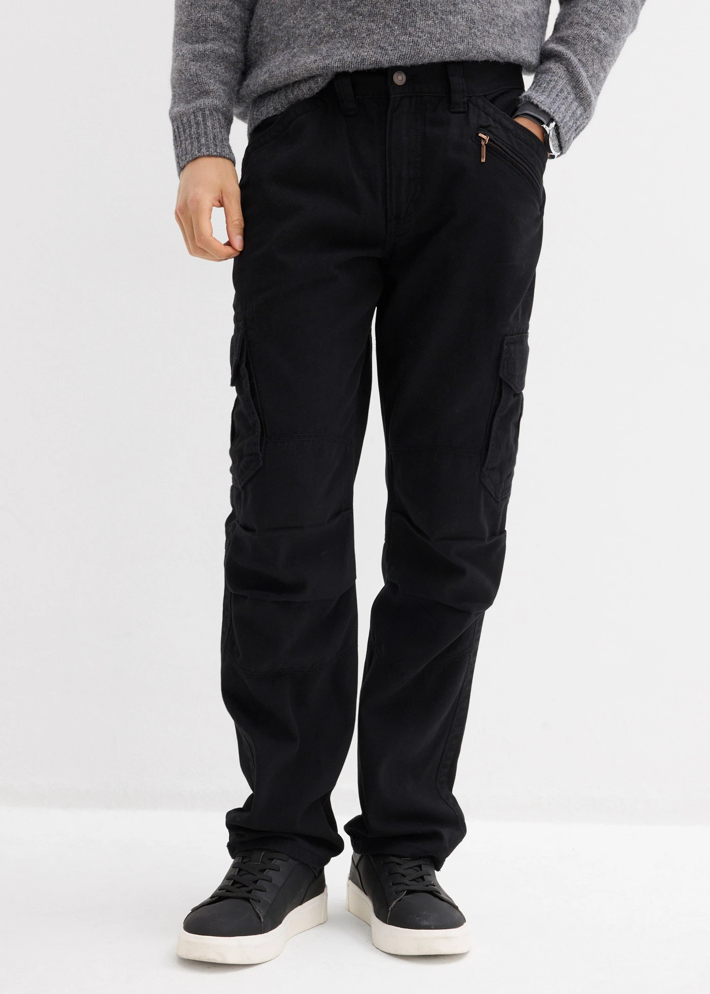 Pantalon cargo loose et droit • noir • Boutique bonprix