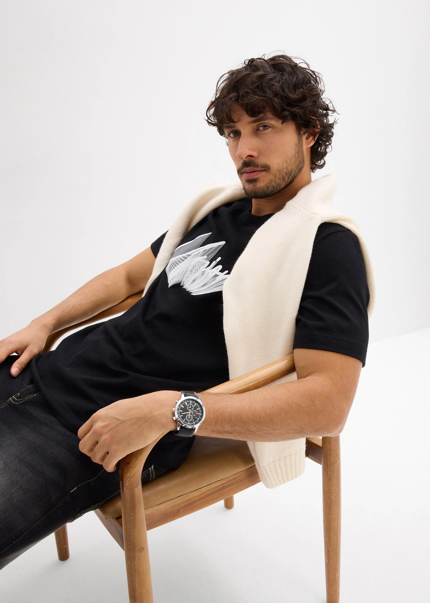 T-shirt met biologisch katoen • zwart met print • bonprix online shop