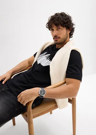 T-shirt met biologisch katoen • zwart met print • bonprix online shop