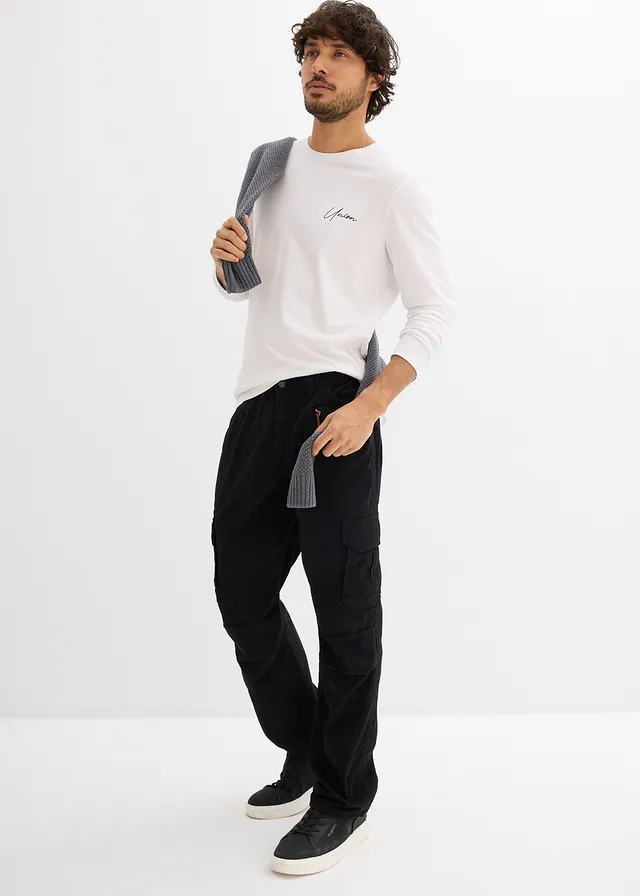 T-shirt manches longues en coton extensible, slim • blanc • product-page.page-title-suffix