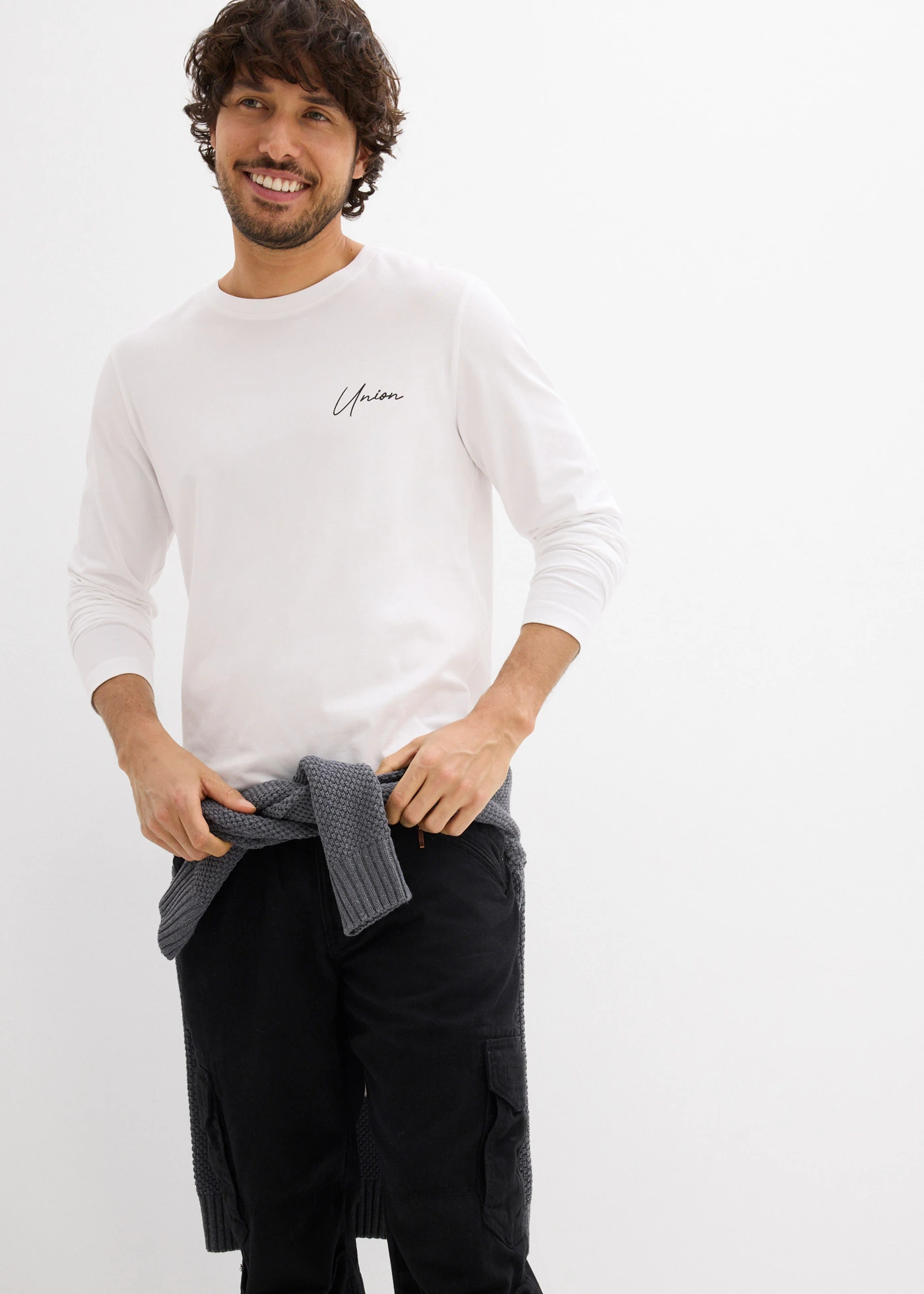 Bluză cu mâneci lungi din bumbac organic, Slim Fit • alb • magazin bonprix