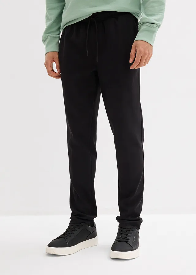Pantalon slim et fuselé, taille élastiquée, Couleur: noir