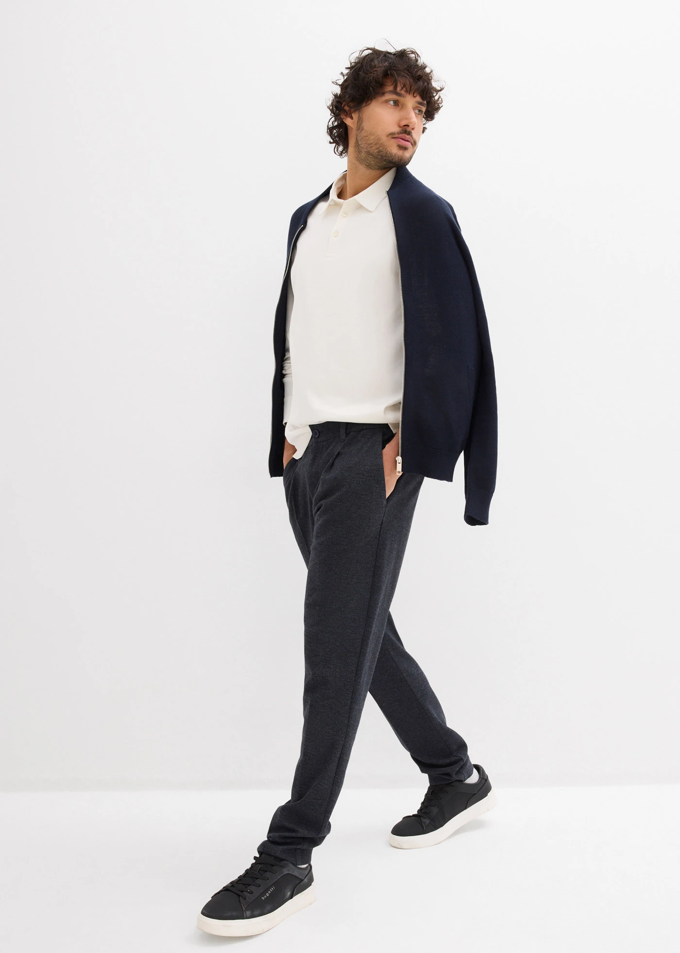 Polo manches longues en coton ultra doux, regular • ecru • Boutique bonprix