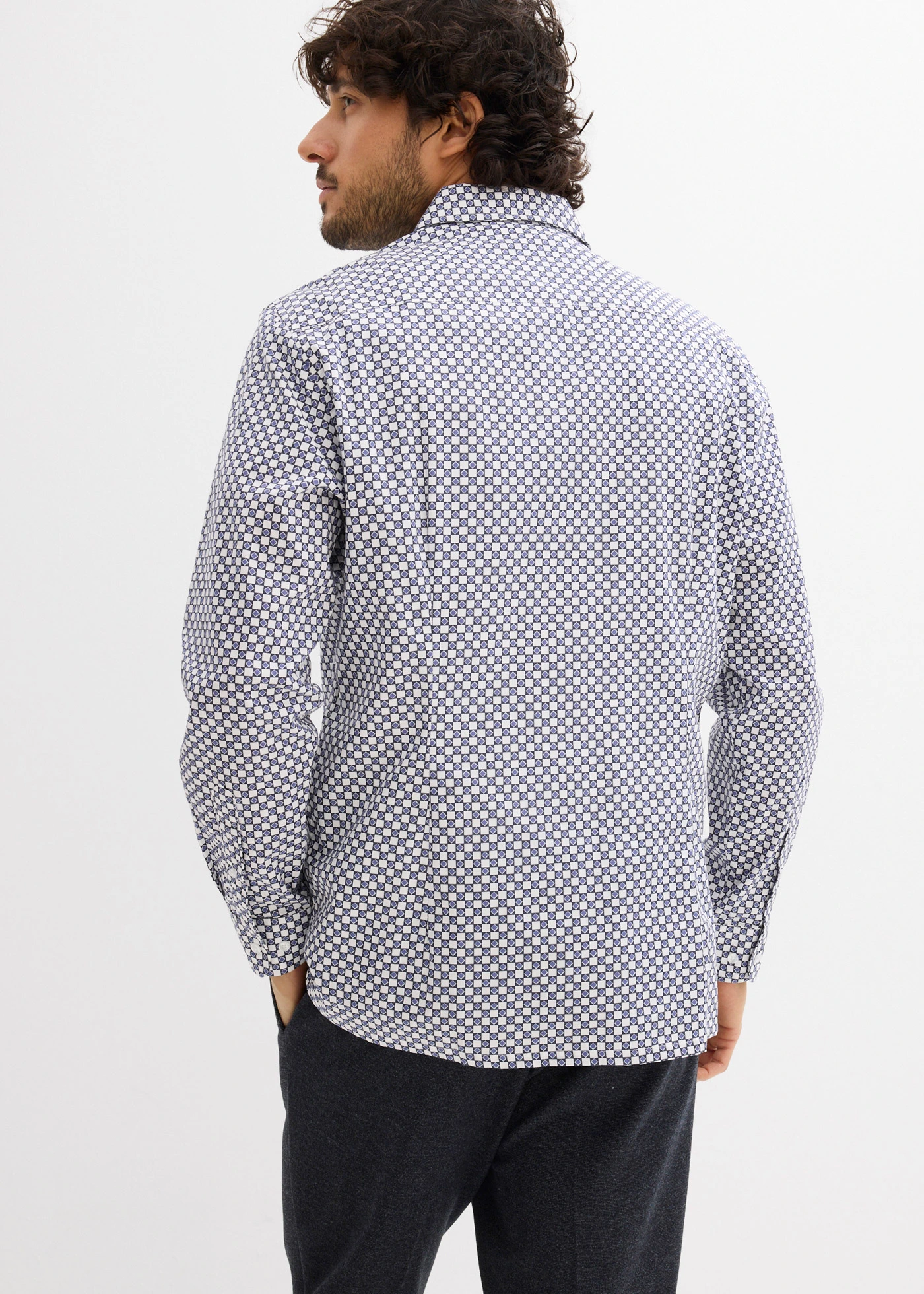 Biznis košeľa z čistej bavlny, Modern Fit • biela-modrá grafická potlačená • obchod bonprix