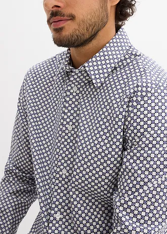 Chemise business 100% coton, moderne • blanc-bleu graphique • Boutique bonprix