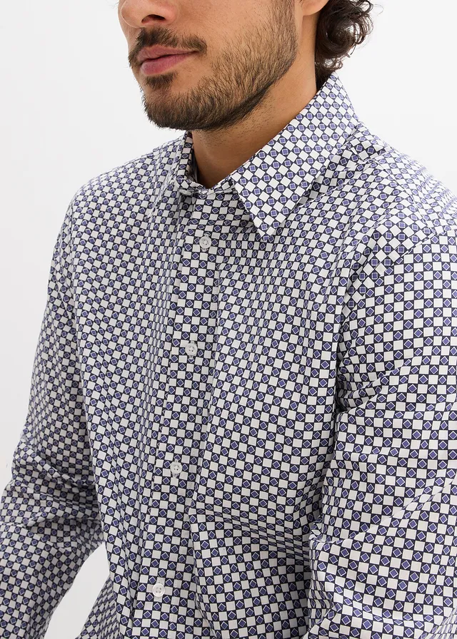 Chemise business 100% coton, moderne • blanc-bleu graphique • product-page.page-title-suffix