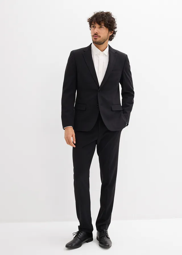 Costume 2 pièces slim très extensible, Couleur: noir