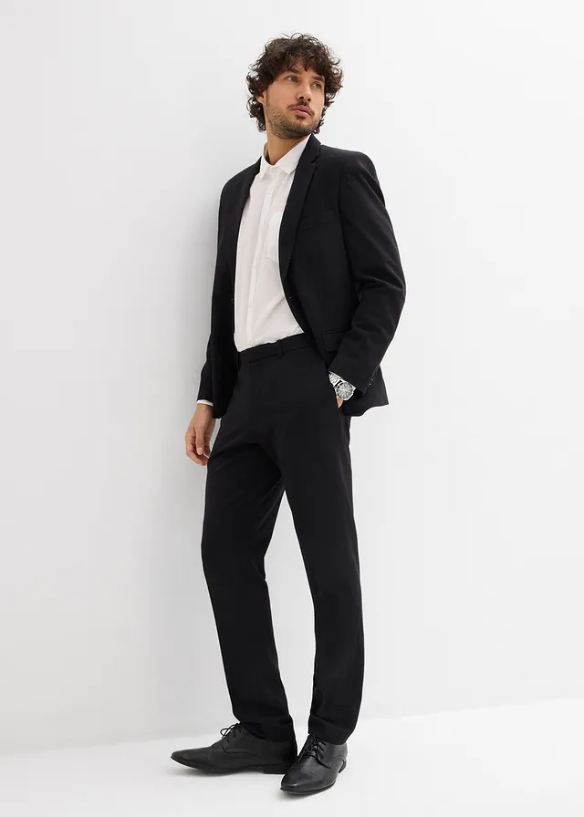 Oblek ze super strečového materiálu, Slim Fit (2dílný), barva: černá
