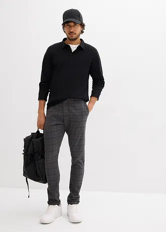 Pantalon de costume extensible à taille élastiquée, regular • anthracite chiné-noir carreaux • Boutique bonprix