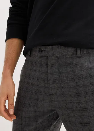 Stretch pantalon met elastische tailleband, regular fit • antraciet gemêleerd-zwart geruit • bonprix online shop