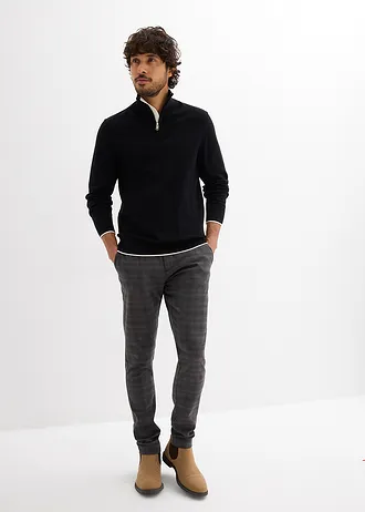 Elegáns Troyer pulóver pamuttal • fekete • bonprix áruház