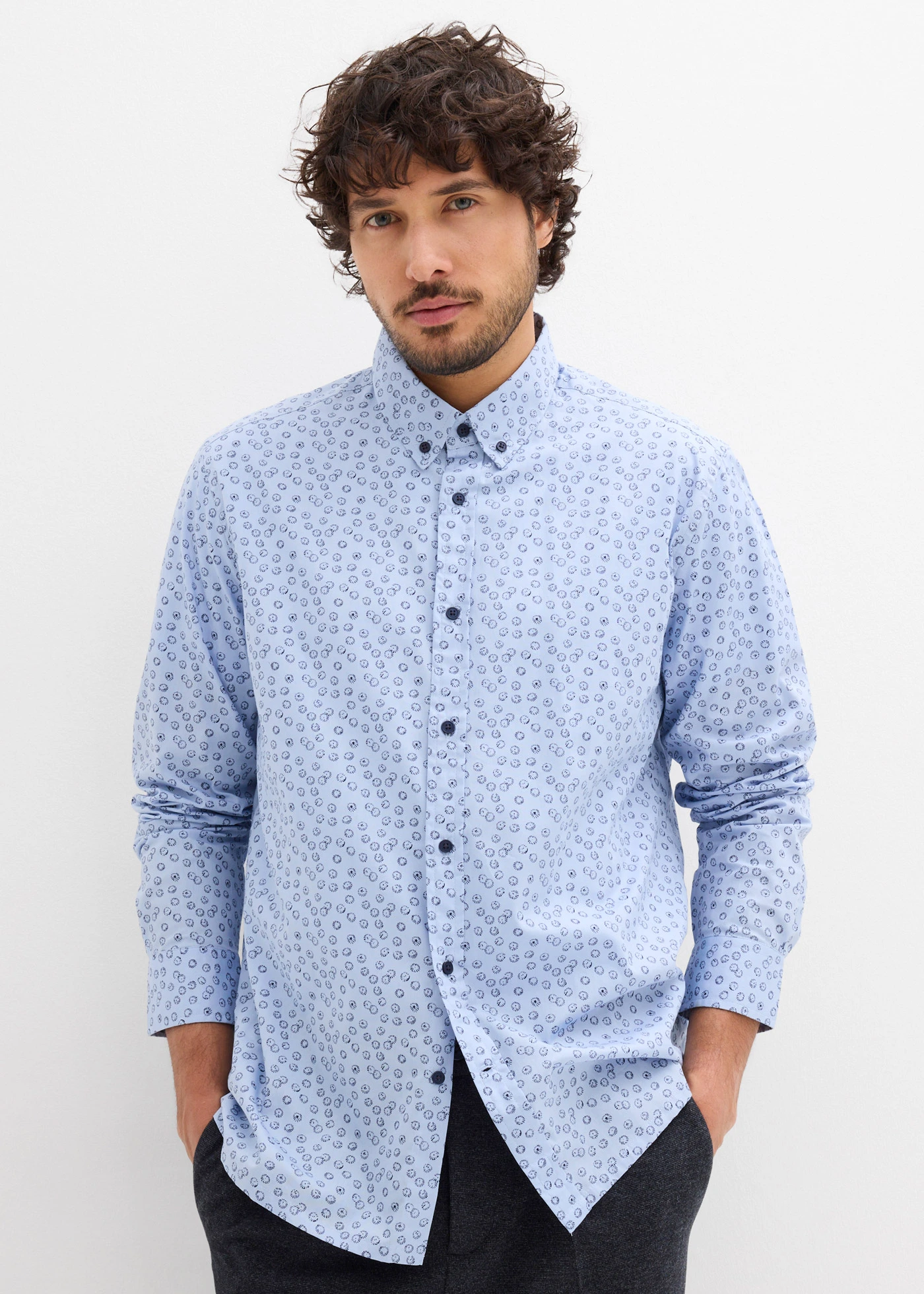 Cămașă business din bumbac 100%, Modern Fit • bleu-bleumarin punctat • magazin bonprix