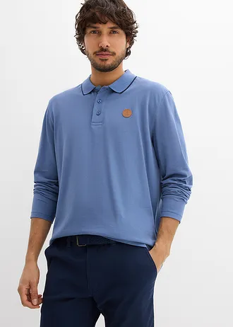 Poloshirt met lange mouwen van biologisch katoen • jeansblauw • bonprix online shop