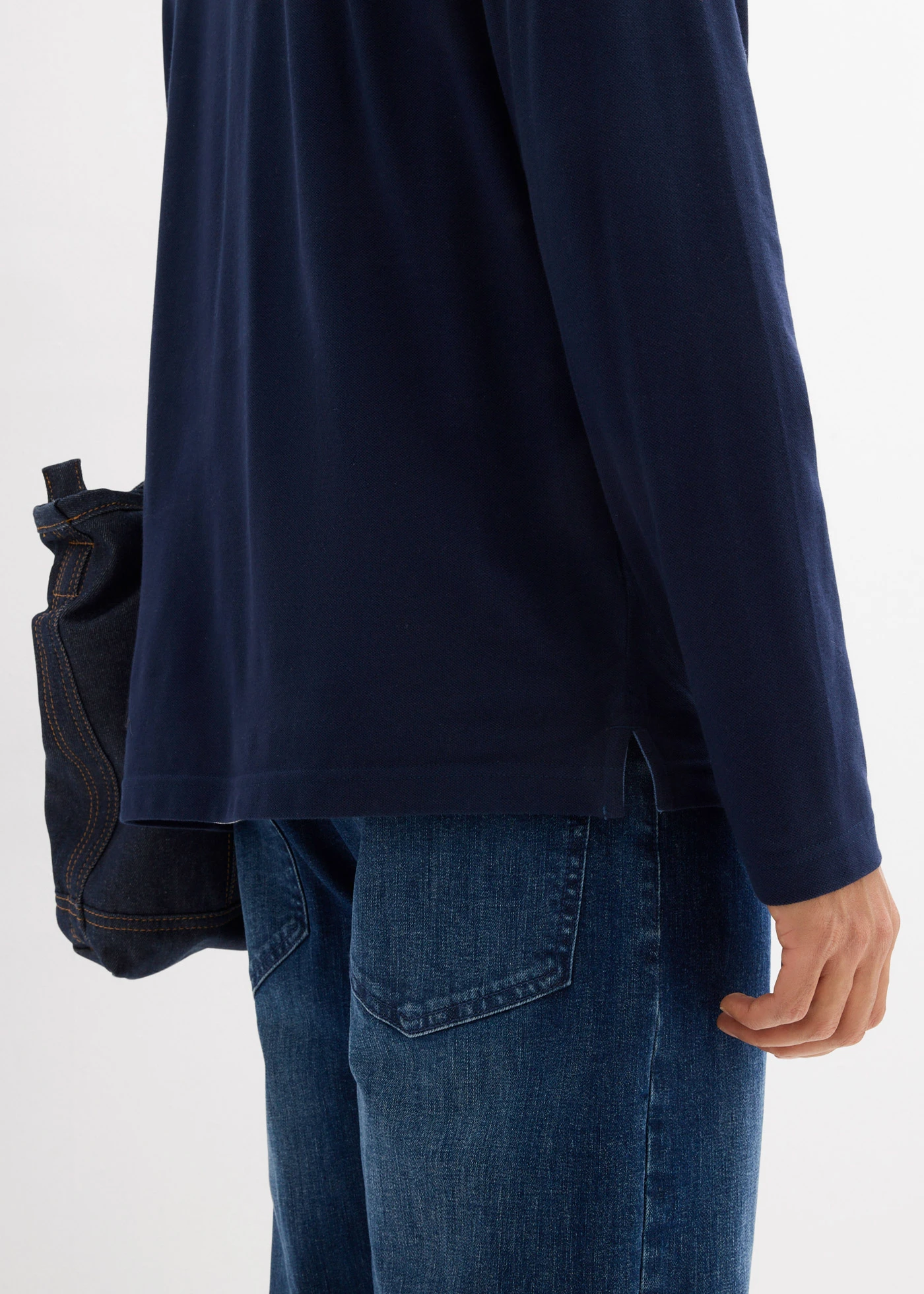 Poloshirt met lange mouwen van biologisch katoen • donkerblauw • bonprix online shop