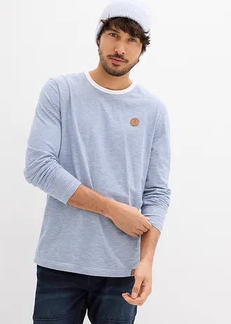 Longsleeve van puur biologisch katoen • jeansblauw-wit horizontaal gestreept • bonprix online shop