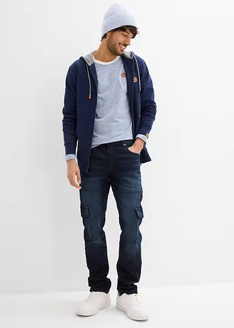 Longsleeve, Kleur: jeansblauw-wit horizontaal gestreept