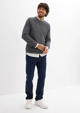 Strečové chino kalhoty Regular Fit s pružným pasem a opaskem, Straight • tmavě modrá • bonprix obchod