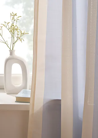 Rideau rayé avec polyester recyclé (1 pce) • blanc-bleu • Boutique bonprix