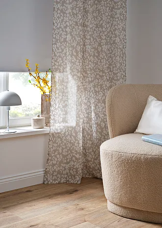 Lot de 2 voilages en batiste, Couleur: beige-blanc