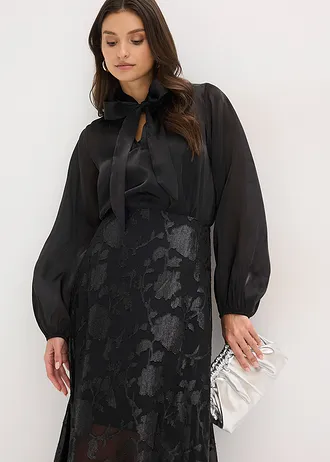 Maxi rok met asymmetrische onderrand • zwart • bonprix online shop