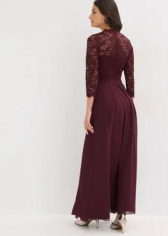 Robe longue avec dentelle • bordeaux • Boutique bonprix