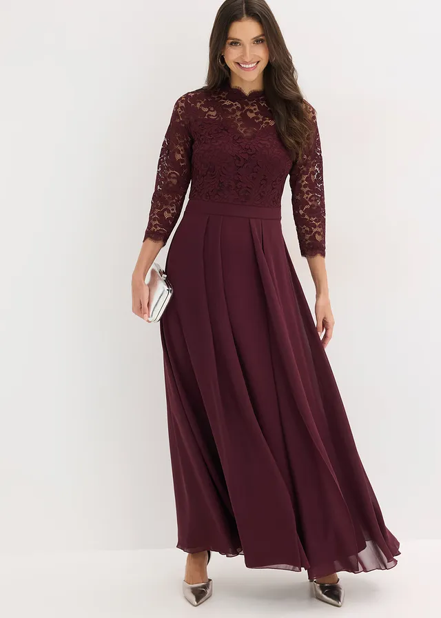 Robe longue avec dentelle • bordeaux • product-page.page-title-suffix