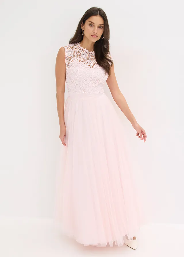 Robe de soirée avec haut en dentelle et jupe en tulle fin • rose clair • product-page.page-title-suffix