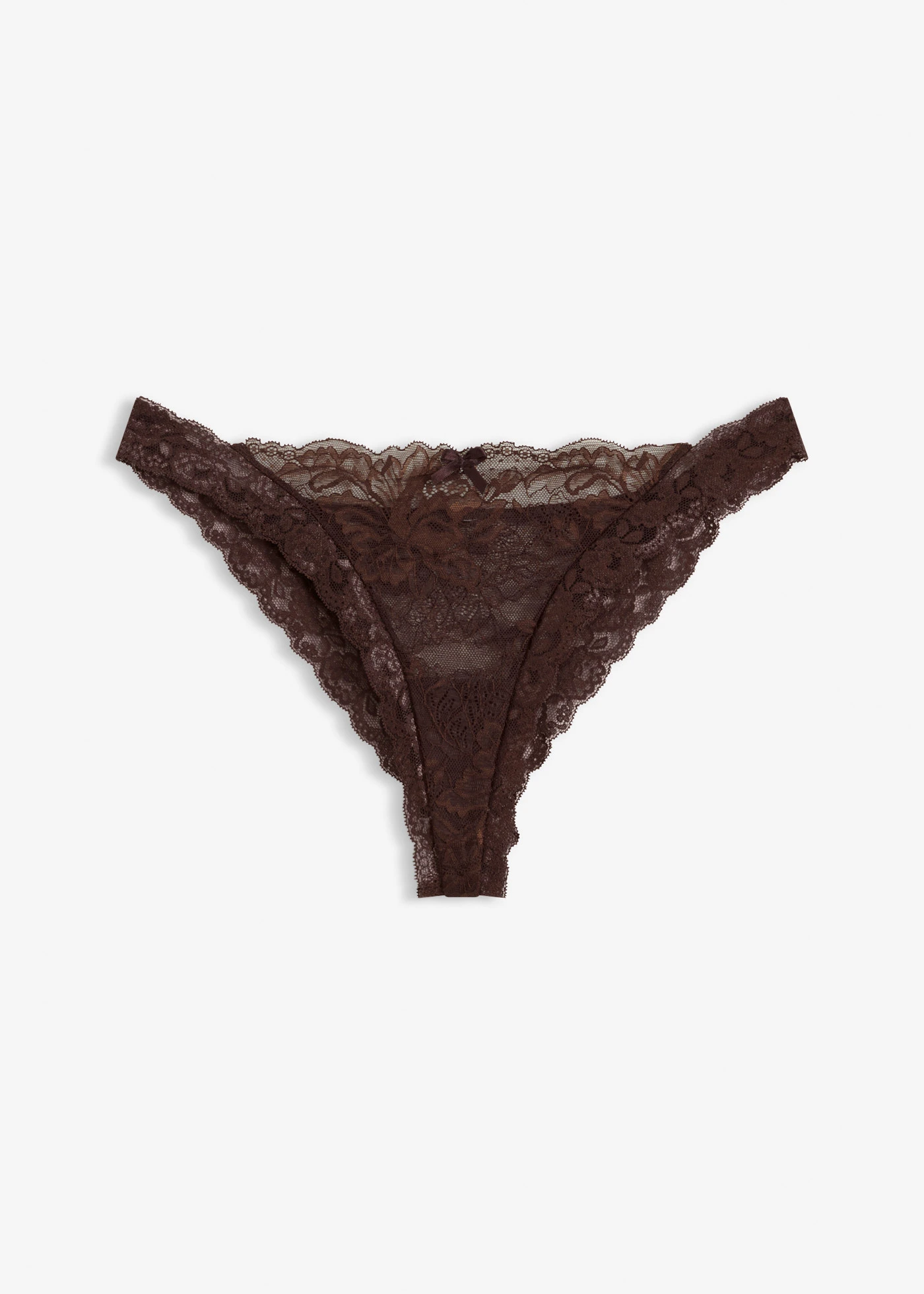 Braziliaanse slip met delicaat kant • donkerbruin • bonprix online shop